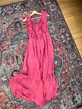 Italian Vintage Pink Ruffled Maxi Dress
